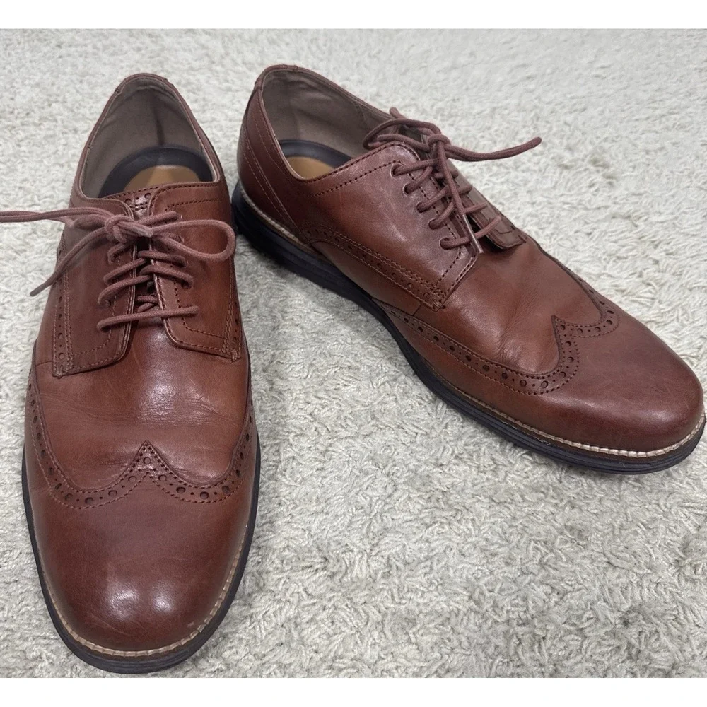 Cole Haan Original Grand Wingtip Oxford Mens 12M Brown Leather Dress Shoes Work